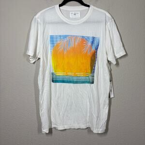 Sol Angeles Mens Medium White T-Shirt Short Sleeve Sunset Palm Trees NWT